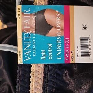 Vanity Fair Womens Plus Black/Black and Tan Light Control Undershapers Underwear